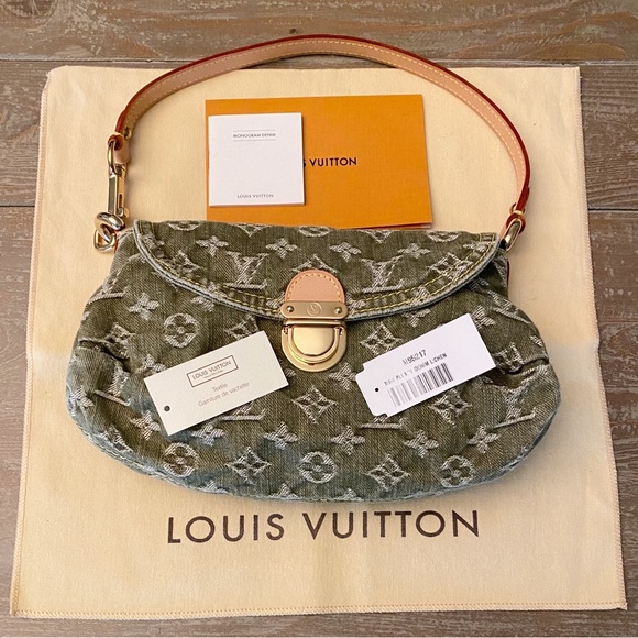 LOUIS VUITTON Mini Pleaty Monogram Denim Bag Vintage Jean Shoulder Bag 10 WOW - Picture 2 of 16